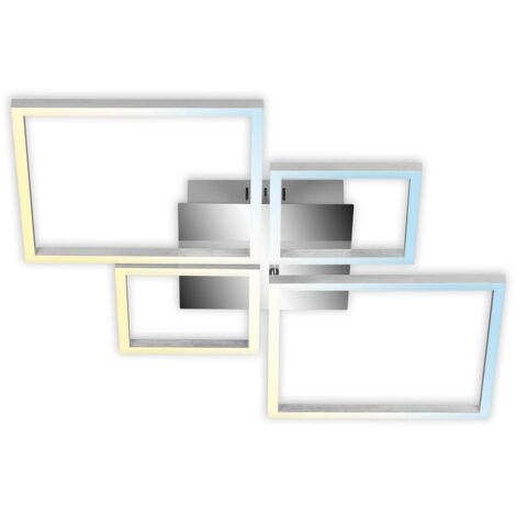 Plafonnier BRILONER LEUCHTEN FRAME, 40 W, 4000 lm, IP20, chrome-alu, métal-plastique, intensité lumineuse variable, CCT, 75 x 46,7 x 7,5 cm