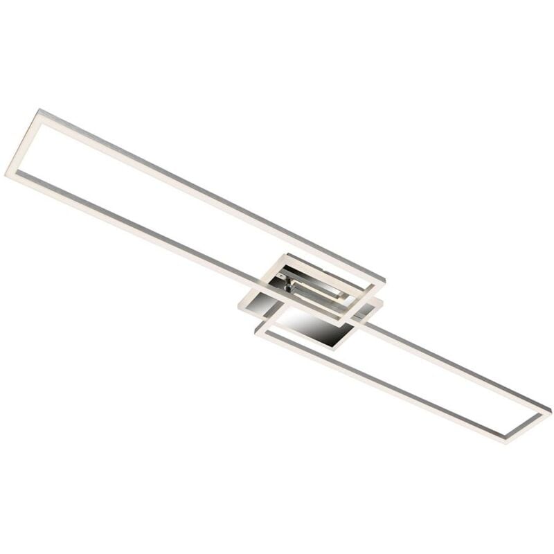 Plafonnier Briloner leuchten frame, 40 w, 5200 lm, IP20, chrome-alu, métal-plastique, intensité lumineuse variable, cct, 110 x 24,8 x 8 cm