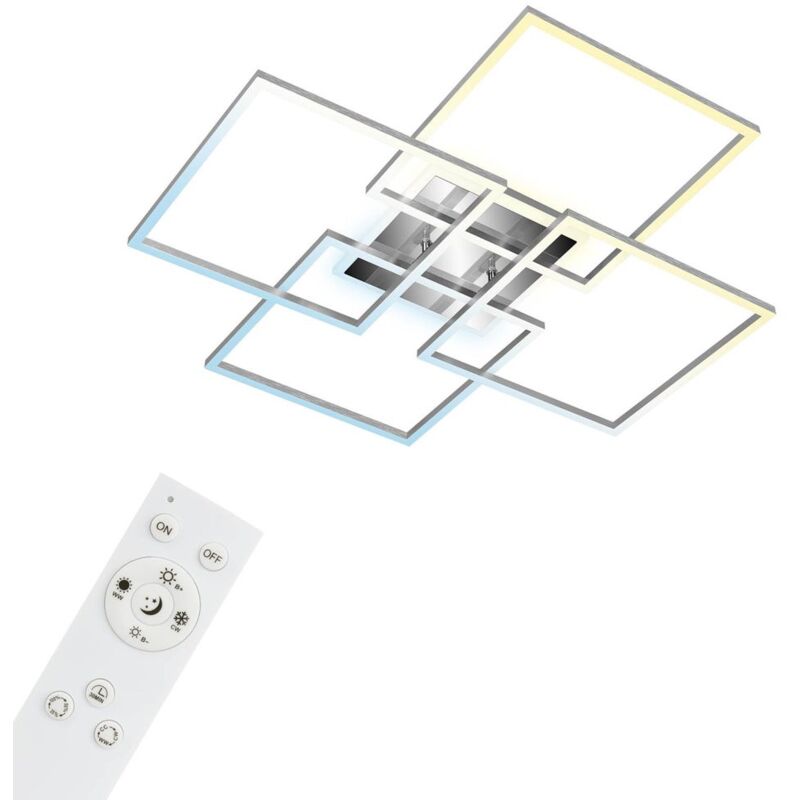 Brilo - Plafonnier ner leuchten frame s, 50 w, 5500 lm, IP20, couleur aluminium, métal-plastique, intensité lumineuse variable, cct, 72,4 x 72,4 x