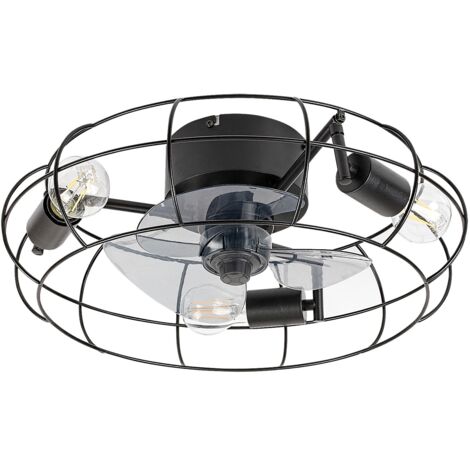 Plafonnier cadmus métall noir e27 3 x max.25W h: 16,5 cm Ø48 cm dimmable