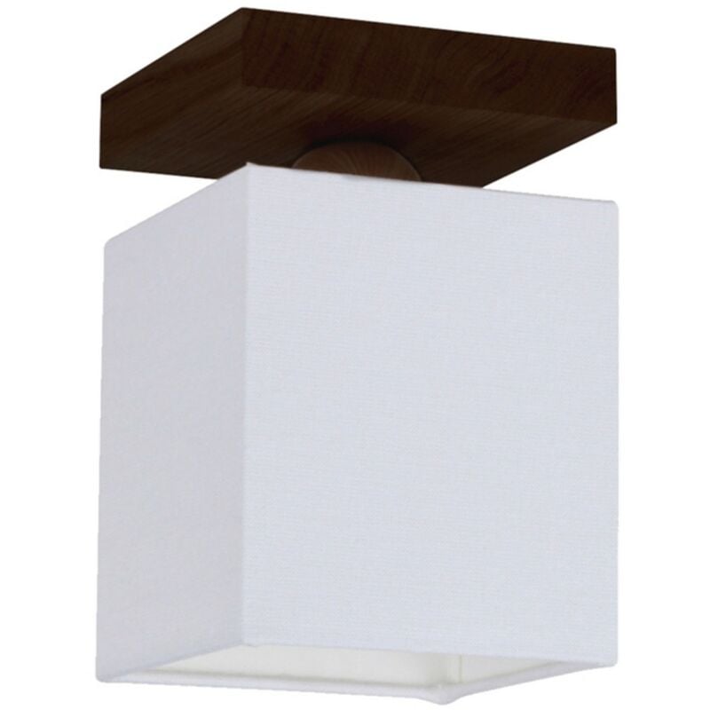 Plafonnier Caledonia, Bois, Tissu, Marron, Blanc, 13,5x13,5x20 cm