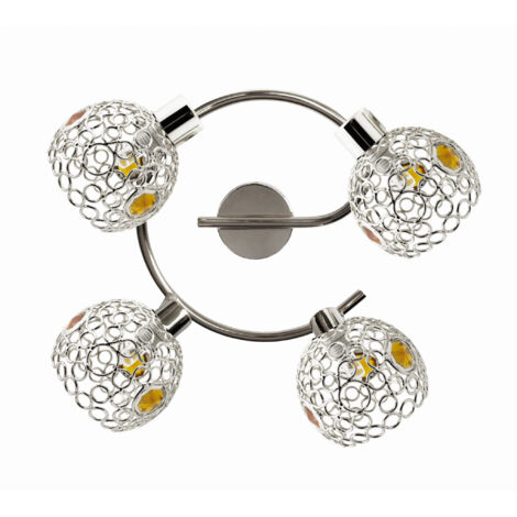 Plafonnier Candellux Aron chrome jaune métal 4xG9 44cm