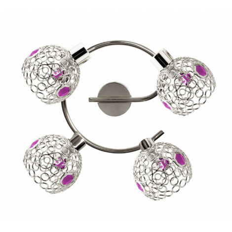 Plafonnier Candellux ARON métal chrome/violet 4xG9 44cm