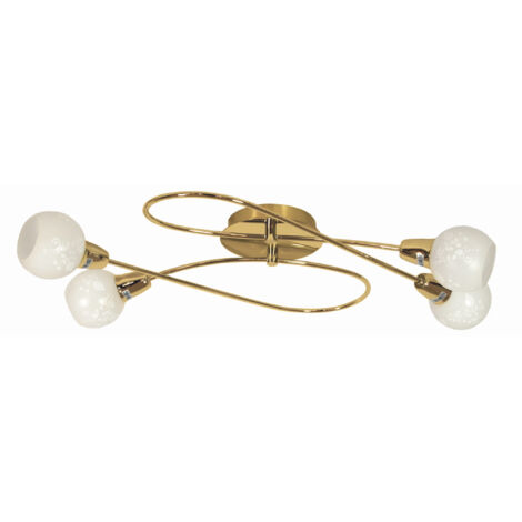 Plafonnier Candellux Avila laiton blanc verre 4xE14