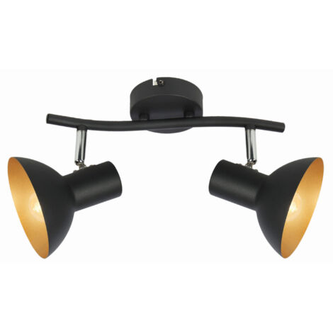 Plafonnier Candellux DISO métal 2 spots noir/or E27