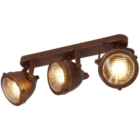 Plafonnier Candellux Frodo 3 spots GU10 rouille métal