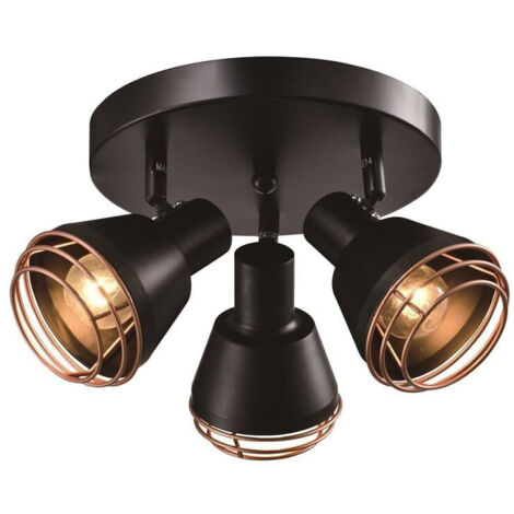 Plafonnier Candellux Neria métal noir-or 3xE14 40W 22cm