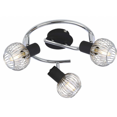 Plafonnier Candellux Oslo métal noir/chrome 42 cm 3xE14