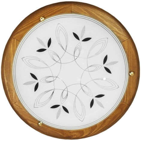 Plafonnier Candellux Rustica 40cm bois E27 blanc rond