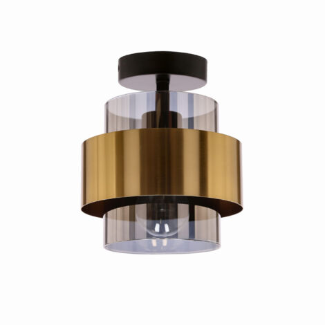 Plafonnier Candellux Spiega métal noir/or E27 60W 18cm