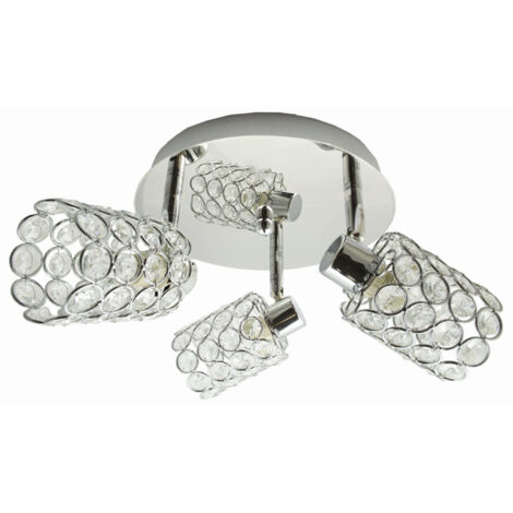 Plafonnier Candellux York chrome cristal Ø44cm 3xG9