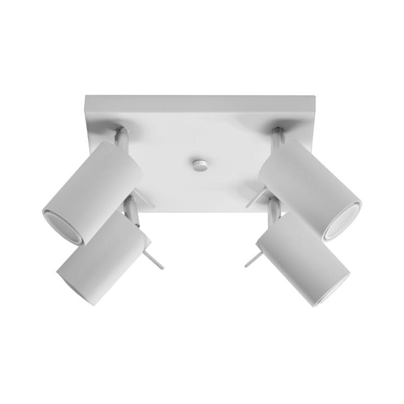 Plafonnier Carré 4 Spots Orientable pour Ampoule GU10 - Blanc Silumen