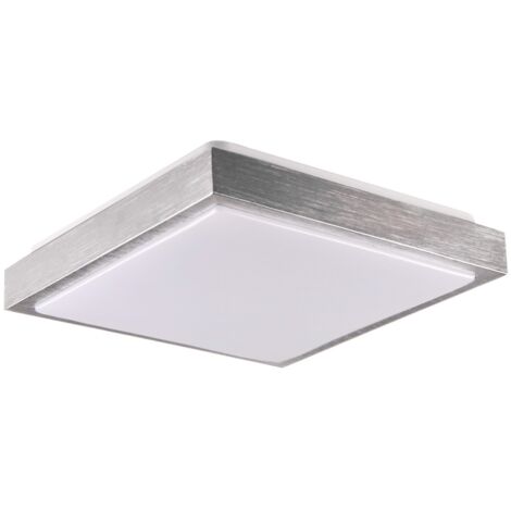 Plafonnier carré 30 cm argent brossé 2xE27 20W Polux