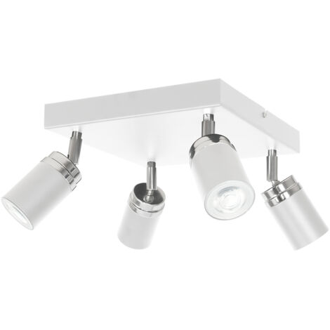 Plafonnier carré 4 spots blanc/chrome GU10 Reno Luminex