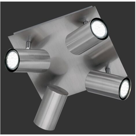 Plafonnier Carré 4 Spots Orientables Marley Nickel Trio Lighting