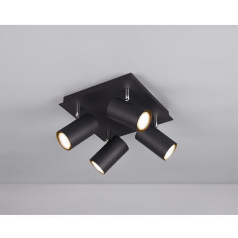 Plafonnier Carré 4 Spots Orientables Marley Noir Trio Lighting