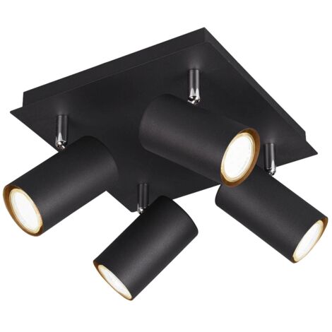 Plafonnier Carré 4 Spots Orientables Marley Noir Trio Lighting