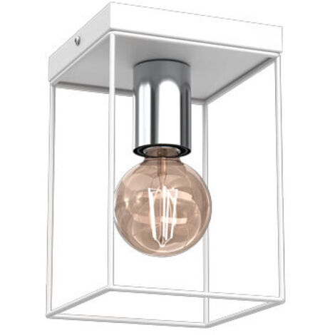 Plafonnier carré blanc chromé Homen Luminex E27 15W