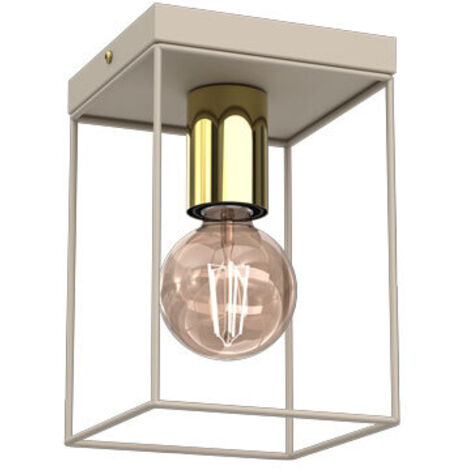 Plafonnier carré crème métal Homen Luminex E27 15W