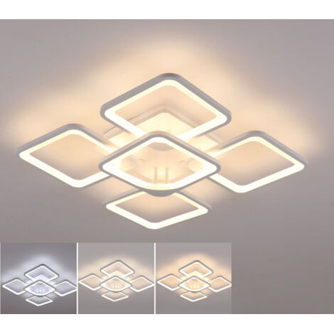 Plafonnier carré en acrylique, décoration intérieure, sans scintillement, 75 W, pour la salle à manger, le bureau  (lumière tricolore).