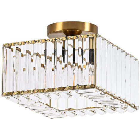 Plafonnier carré glamour verre laiton E27 15W Prestige