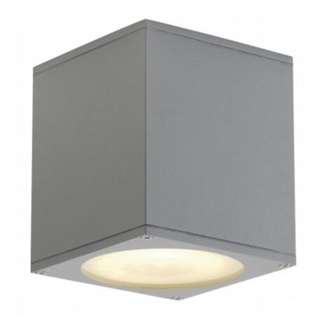 Plafonnier carré gris argent 230x130x150mm lampe GU10 75W max QPAR111 (non incl) 230V IK02 IP44 SLV DECLIC 229554