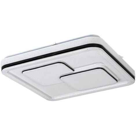 Plafonnier carré LED 40W 48,5 cm noir effet étoilé