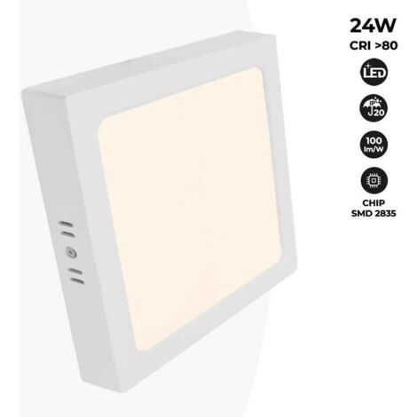 Plafonnier carré LED en saillie 24W Haute Efficacité - Blanc Neutre