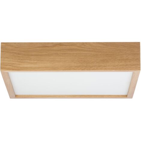 Plafonnier carré LEJA 385 mm en chêne pour salon, cuisine, salle de bain - Style élégant