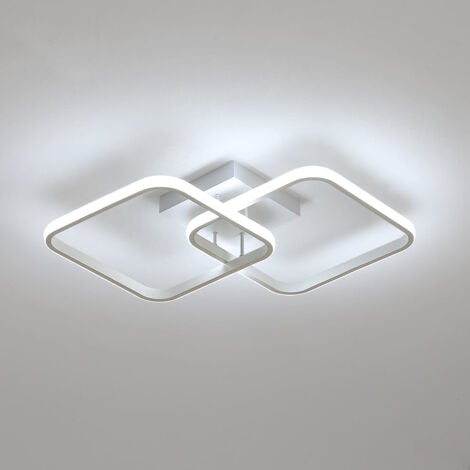 GOECO Plafonnier carré Moderne, LED lustres, Lampe de Plafond Acrylique 42W pour Cuisine Salle à Manger Salon Studio Bureau, 6500K Diamètre 59CM (Blanc)