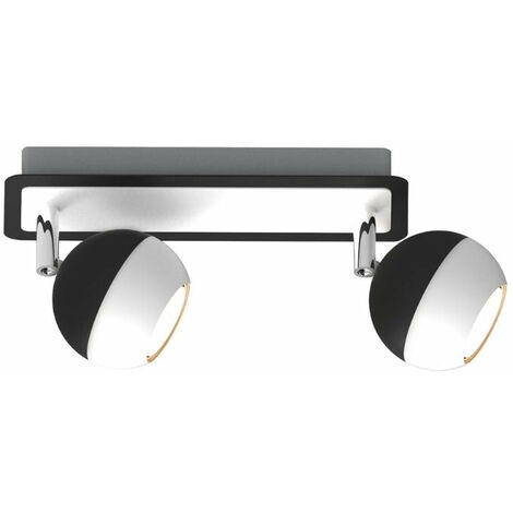 Plafonnier Carré Noir et Blanc 2 Spots Orientables en Saillie pour Ampoule GU10 - SILUMEN