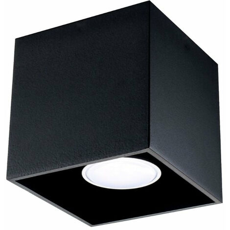 Plafonnier Carré pour Ampoule GU10 - Noir - SILUMEN