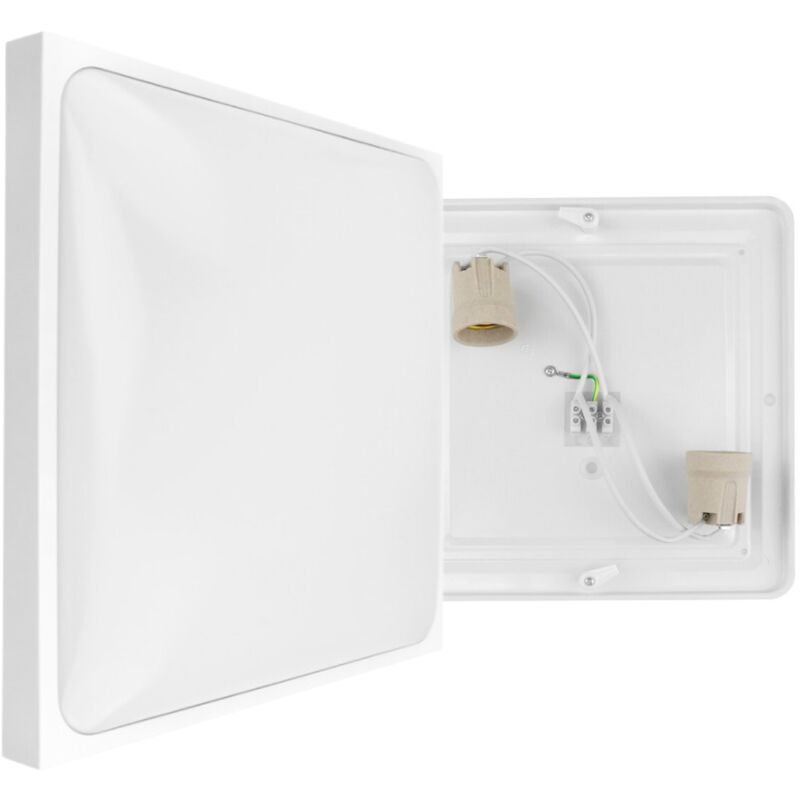 Plafonnier carré pour deux ampoules 2x E27 Blanc Montage en saillie