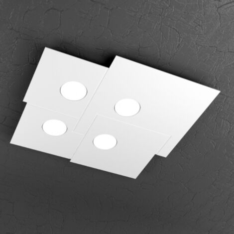 Plafonnier carré Toplight 4 lumières Plate avec douille GX53, structure blanche, design moderne 50x46x3cm
