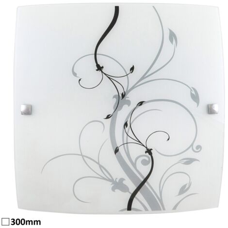 Plafonnier carré verre blanc 30 cm E27 Elina 3692