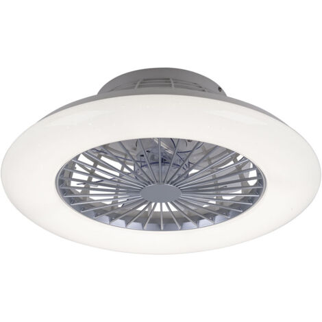 Plafonnier CCT Ventilateur de plafond 3 vitesses Ventilateur d'ambiance Ciel étoilé Lampe de salon Télécommande, acier blanc, 1x LED 1700Lm 3000-6500K, D 50 cm