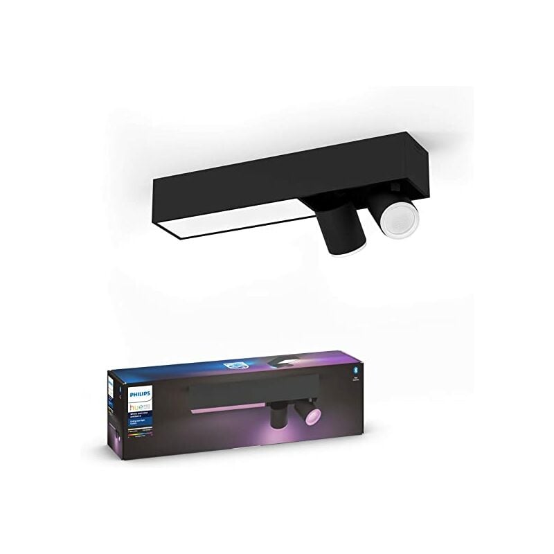 White & Color Ambiance Centris 2 Spots - Noir, compatible Bluetooth, fonctionne avec Alexa, Google Assistant et Apple Homekit - Philips Hue