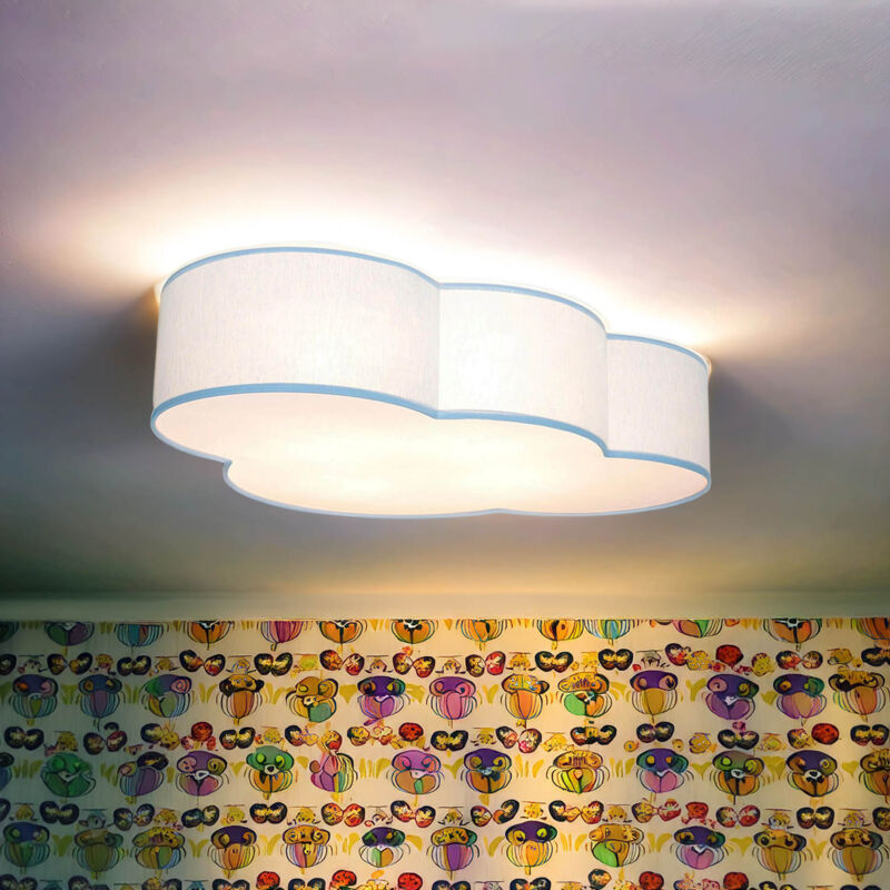 Licht-erlebnisse - Plafonnier chambre enfant Bleu nuage Abat-jour tissu 4x E27