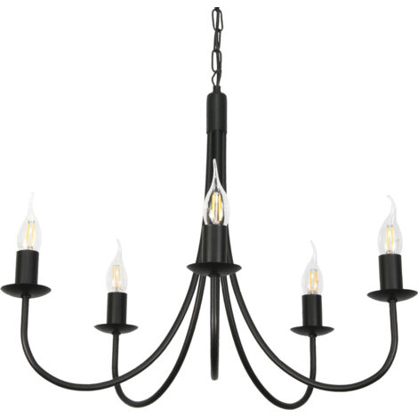 Plafonnier chandelier traditionnel noir suspendu LUMEN NEGRO 14-880