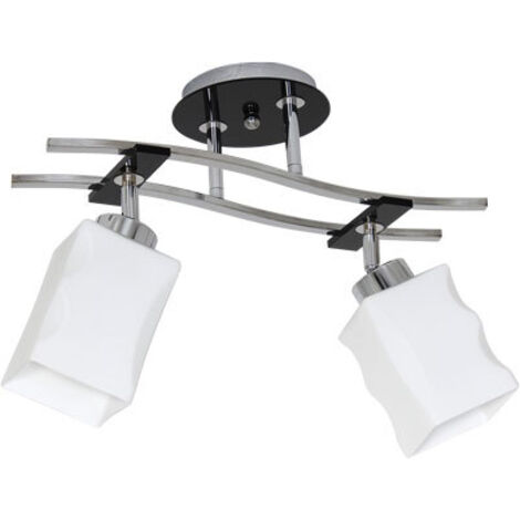 Plafonnier chromé 2 globes blanc Derby 2xE27 Luminex