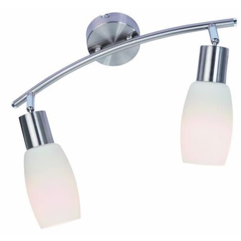 Plafonnier chromé 2 globes blancs E14 Reality Namp
