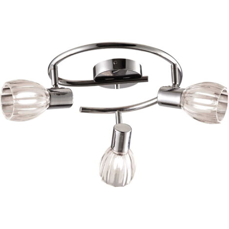 Plafonnier chrome cristal Kaja EMBO K-8001/3G 44cm