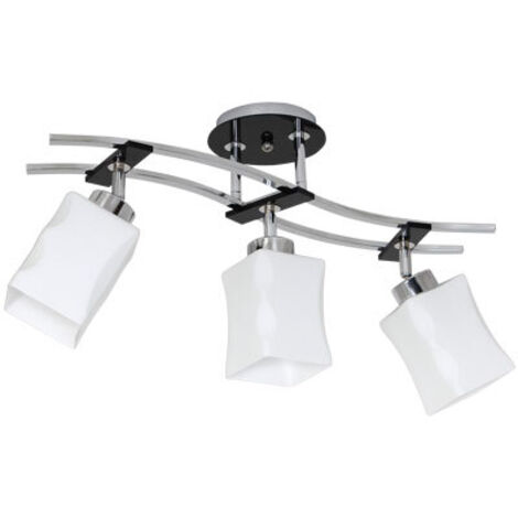 Plafonnier chromé Derby 3 globes blancs E27 Luminex