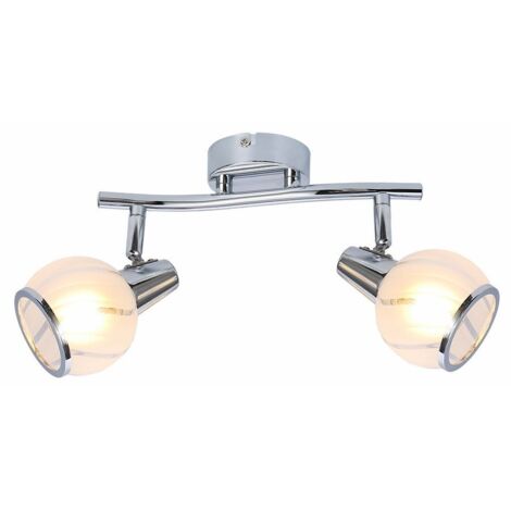 Plafonnier chromé Megan double 2xE14 verre Reality