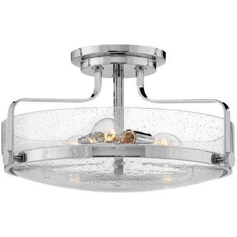 Plafonnier chromé poli Harper verre 3xE27 60W Hinkley