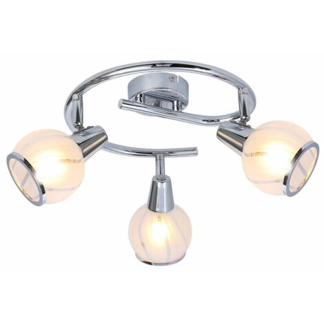 Plafonnier chromé rond 3 lumières verre E14 Megan IP20