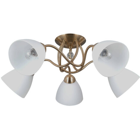 Plafonnier classique doré blanc 5 lumières E27 Italux