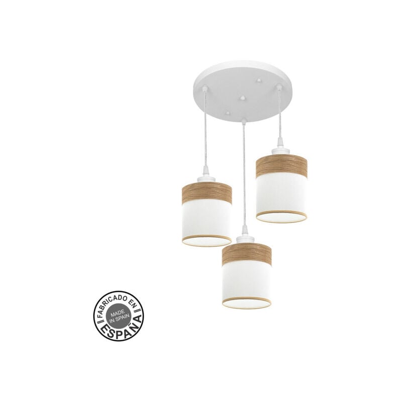 FABRILAMP Plafond Cloe 3xe27 blanc/blanc/bois clair Regx42x42 cm
