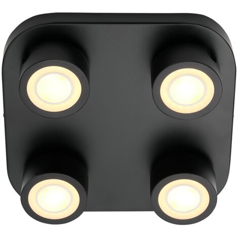 Plafonnier CLYDE 4-Spot Métal Noir, H.7.5 - IP20 - LED Module /Nordlux Intérieur