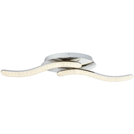 Plafonnier cristaux lampe de salon argenté LED lampe de cuisine plafonnier, métal acrylique, LED 24W 2800Lm blanc chaud, L 75 cm